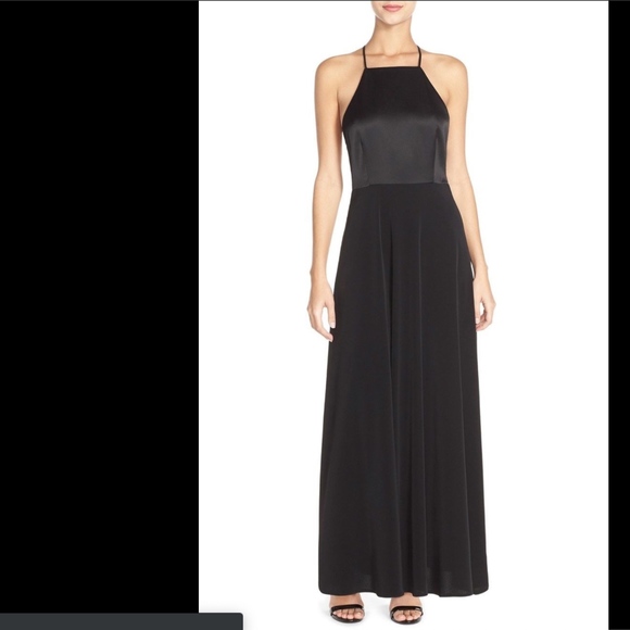 NWT $418 Jill Jill Stuart T-Back Satin Gown Black‎ [SZ 8 ] - Picture 2 of 5